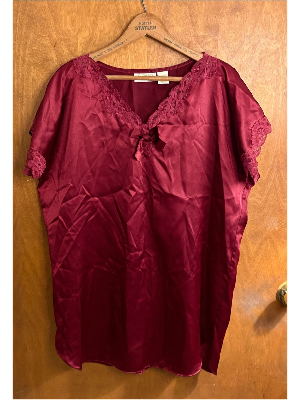 Vintage 80s Victoria's Secret Gold Label Red Burgundy Babydoll Dress Lace Y2K